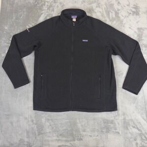 Patagonia Better Sweater Jacket Mens XL Black Full Zip Fleece E*TRADE Logo